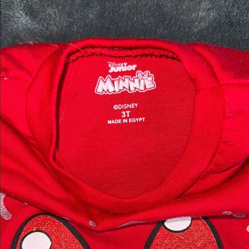 Disney Red Minnie Mouse Peplum Ruffle Tee & NON-MATCHING Bucket Hat